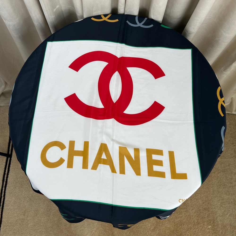 Vintage Chanel Silk Double C Logo Square Scarf - Picture 2 of 8